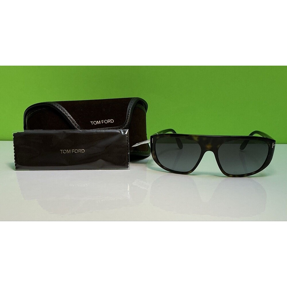 $465 Tom Ford 58mm Pilot Sunglasses Dark Havana Gradient Smoke New Shades Auth